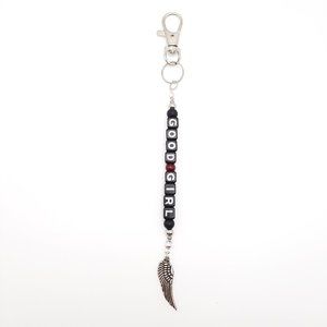 Good Girl Wing Alphabet Red Black Beaded Keychain Handmade Accessory